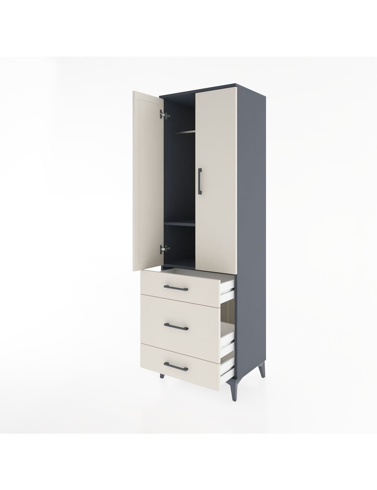 Hyperion Dolap 2 Raflı 3 Çekmeceli Tek Askılı 60x44x195 - S59M031V4B