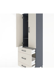 Hyperion Dolap 2 Raflı 3 Çekmeceli Tek Askılı 60x44x195 Antrasit-Aytaşı