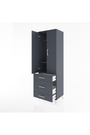 Hyperion Dolap 2 Raflı 3 Çekmeceli Tek Askılı 60x44x195 Antrasit-Antrasit