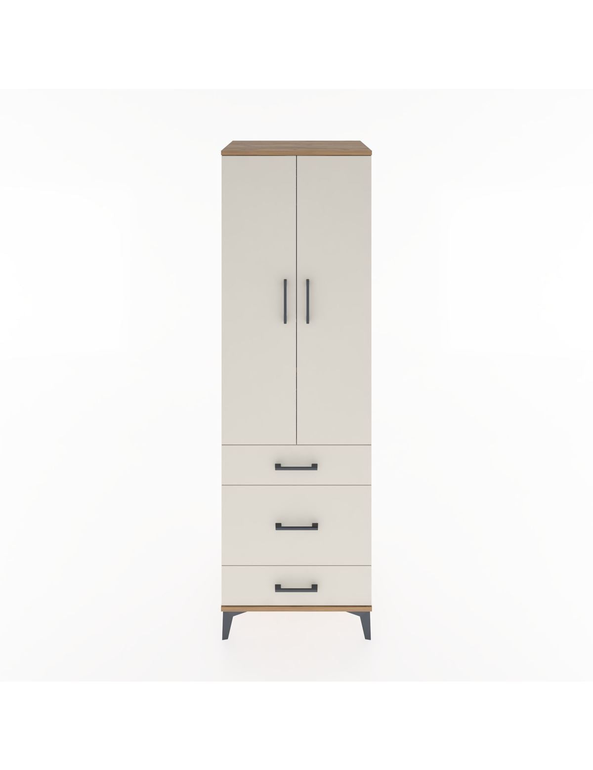 Hyperion Dolap 2 Raflı 3 Çekmeceli Tek Askılı 60x44x195 Çam-Aytaşı