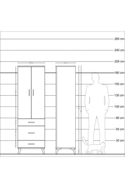 Hyperion Dolap 2 Raflı 3 Çekmeceli Tek Askılı 60x44x195 Çam-Aytaşı