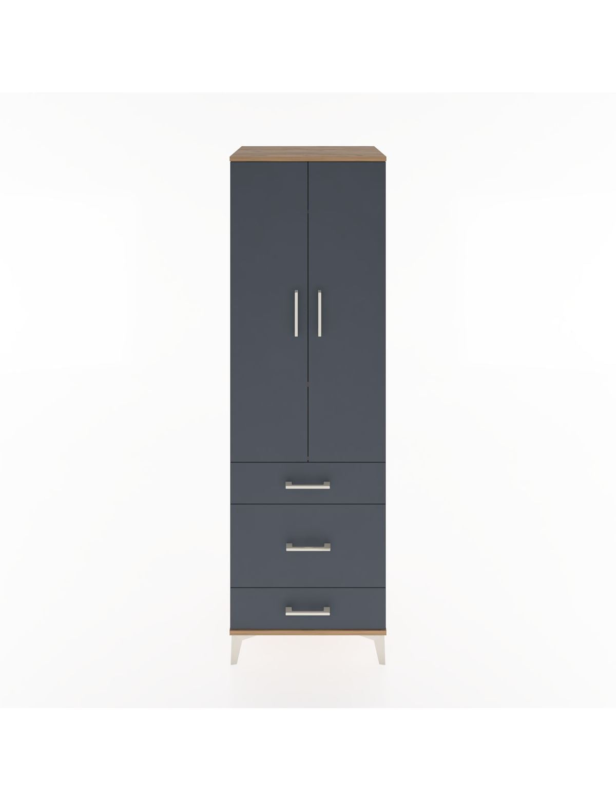 Hyperion Dolap 2 Raflı 3 Çekmeceli Tek Askılı 60x44x195 Çam-Antrasit