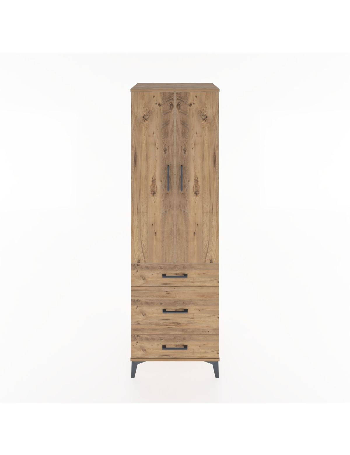 Hyperion Dolap 2 Raflı 3 Çekmeceli Tek Askılı 60x44x195 Çam-Çam