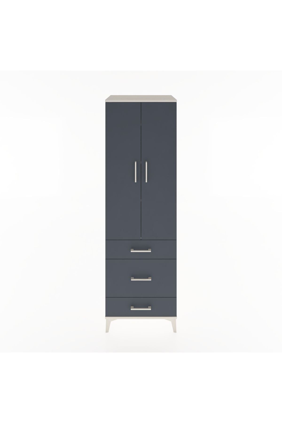 Hyperion Dolap 4 Raflı 3 Çekmeceli 2 Kapaklı 60x44x195 Aytaşı-Antrasit