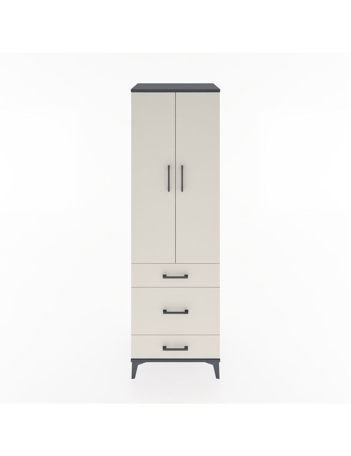 Hyperion Dolap 4 Raflı 3 Çekmeceli 2 Kapaklı 60x44x195 Antrasit-Aytaşı