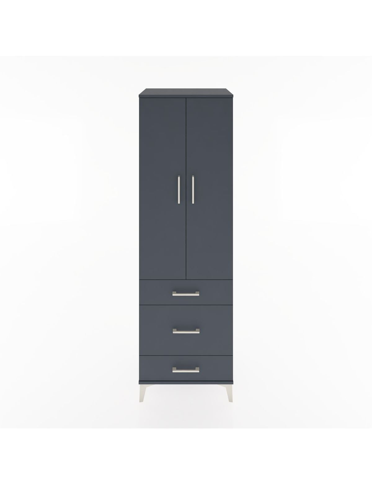 Hyperion Dolap 4 Raflı 3 Çekmeceli 2 Kapaklı 60x44x195 Antrasit-Antrasit