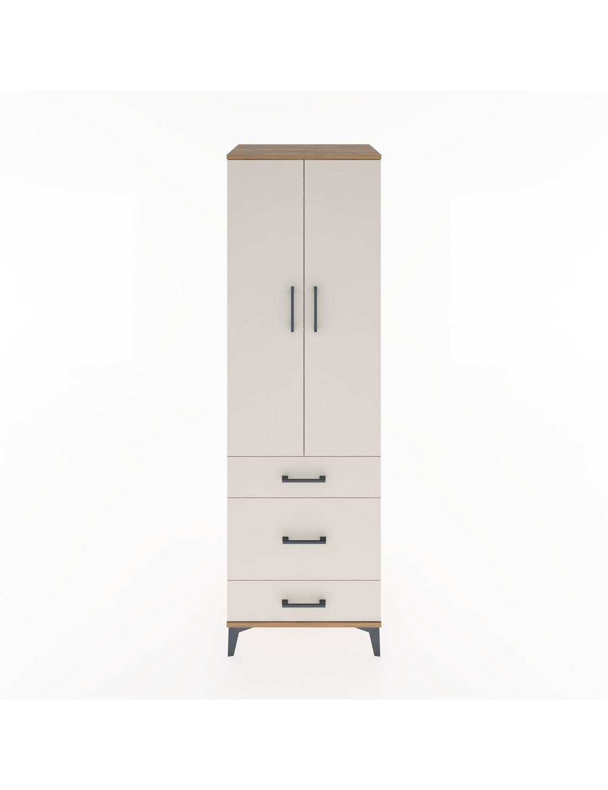 Hyperion Dolap 4 Raflı 3 Çekmeceli 2 Kapaklı 60x44x195 Çam-Aytaşı