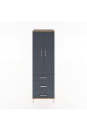 Hyperion Dolap 4 Raflı 3 Çekmeceli 2 Kapaklı 60x44x195 Çam-Antrasit