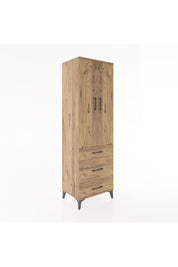 Hyperion Dolap 4 Raflı 3 Çekmeceli 2 Kapaklı 60x44x195 Çam-Çam