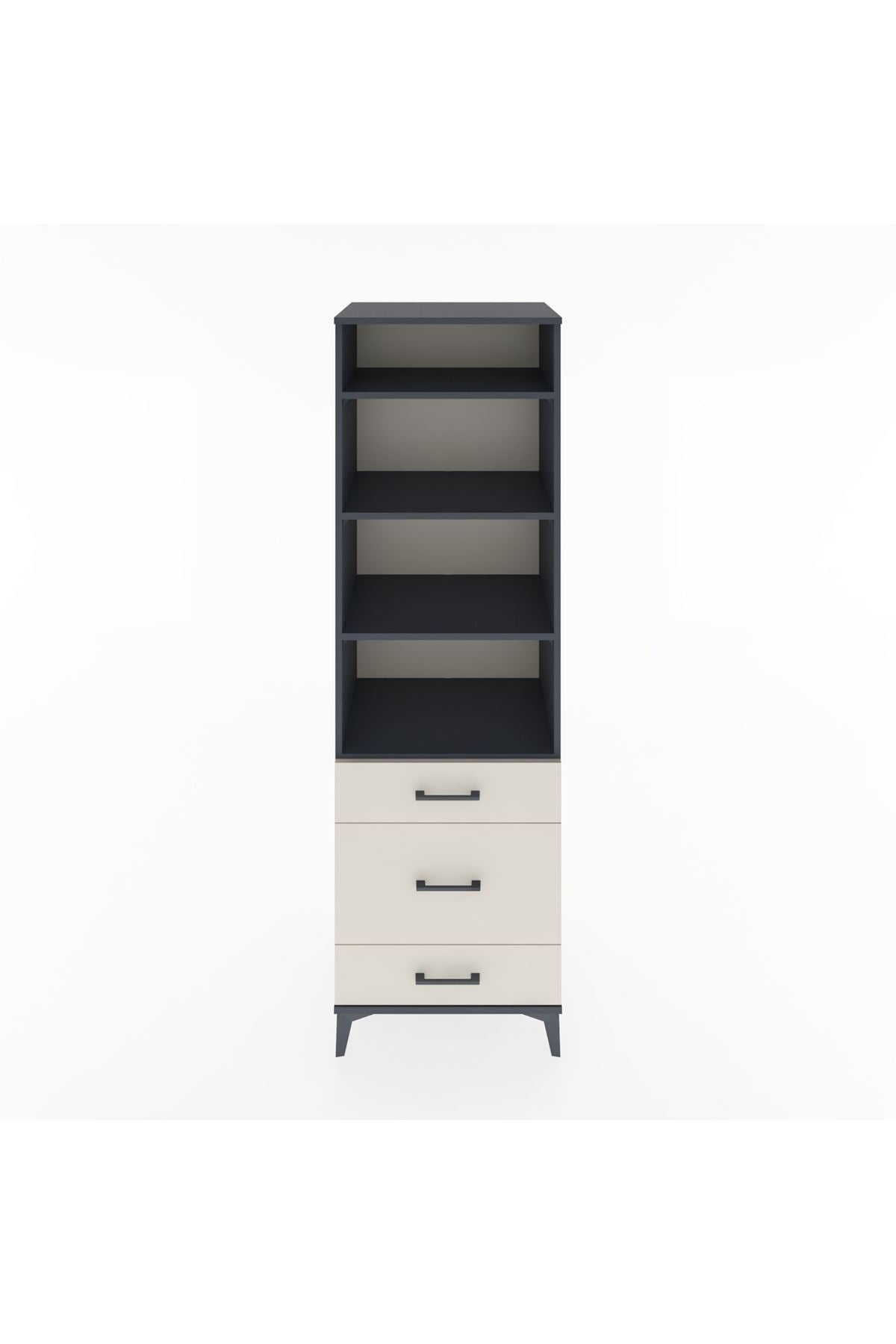 Hyperion Dolap 4 Raflı 3 Çekmeceli 60x44x195 Antrasit-Aytaşı