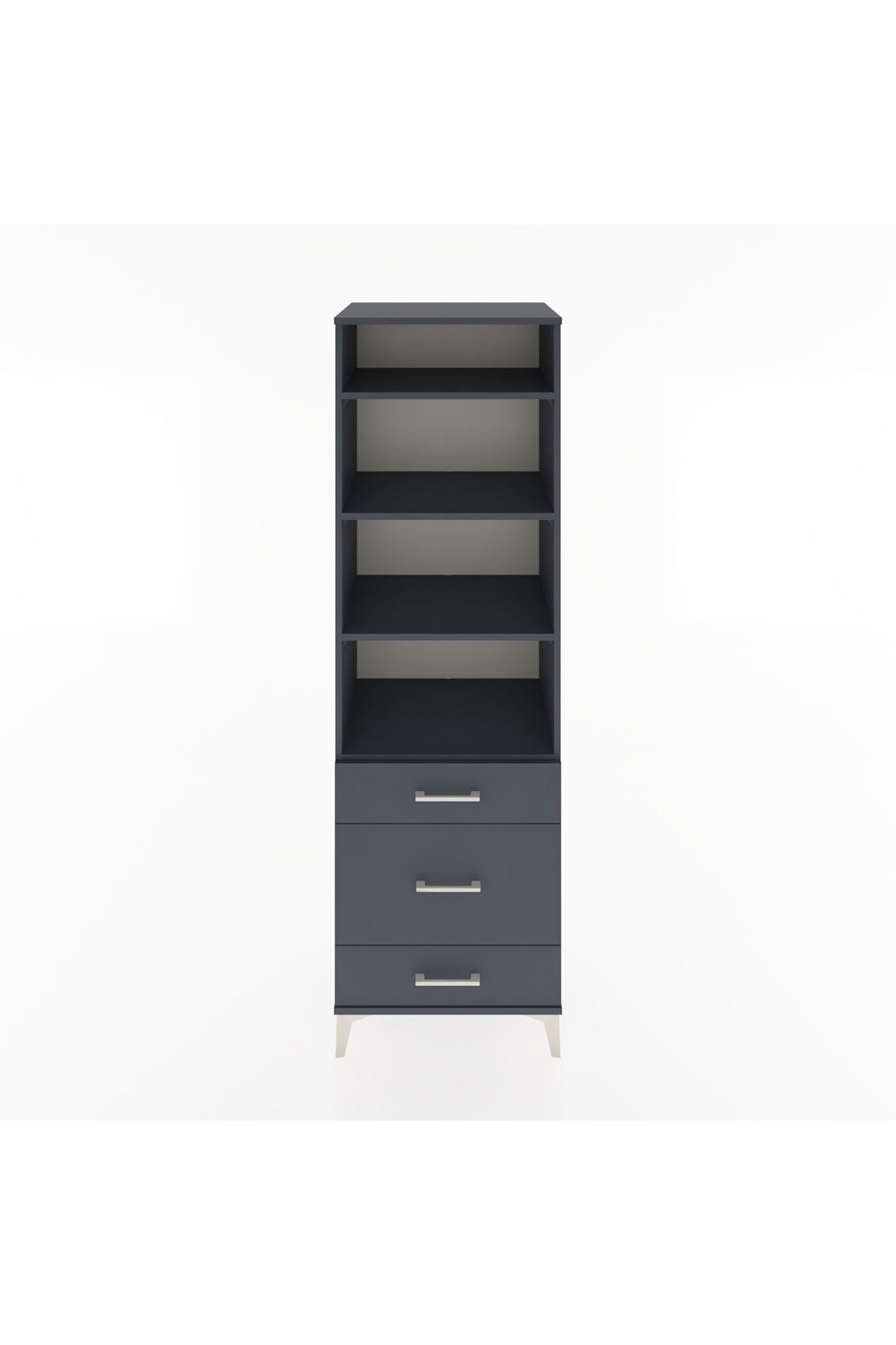 Hyperion Dolap 4 Raflı 3 Çekmeceli 60x44x195 Antrasit-Antrasit