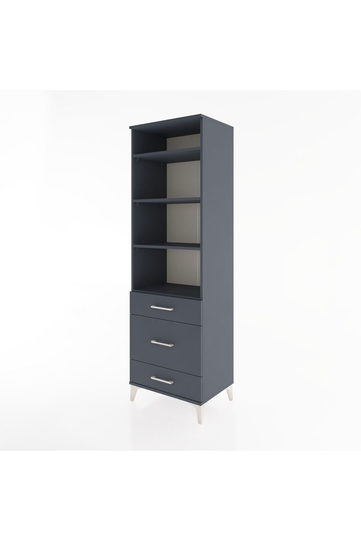 Hyperion Dolap 4 Raflı 3 Çekmeceli 60x44x195 Antrasit-Antrasit