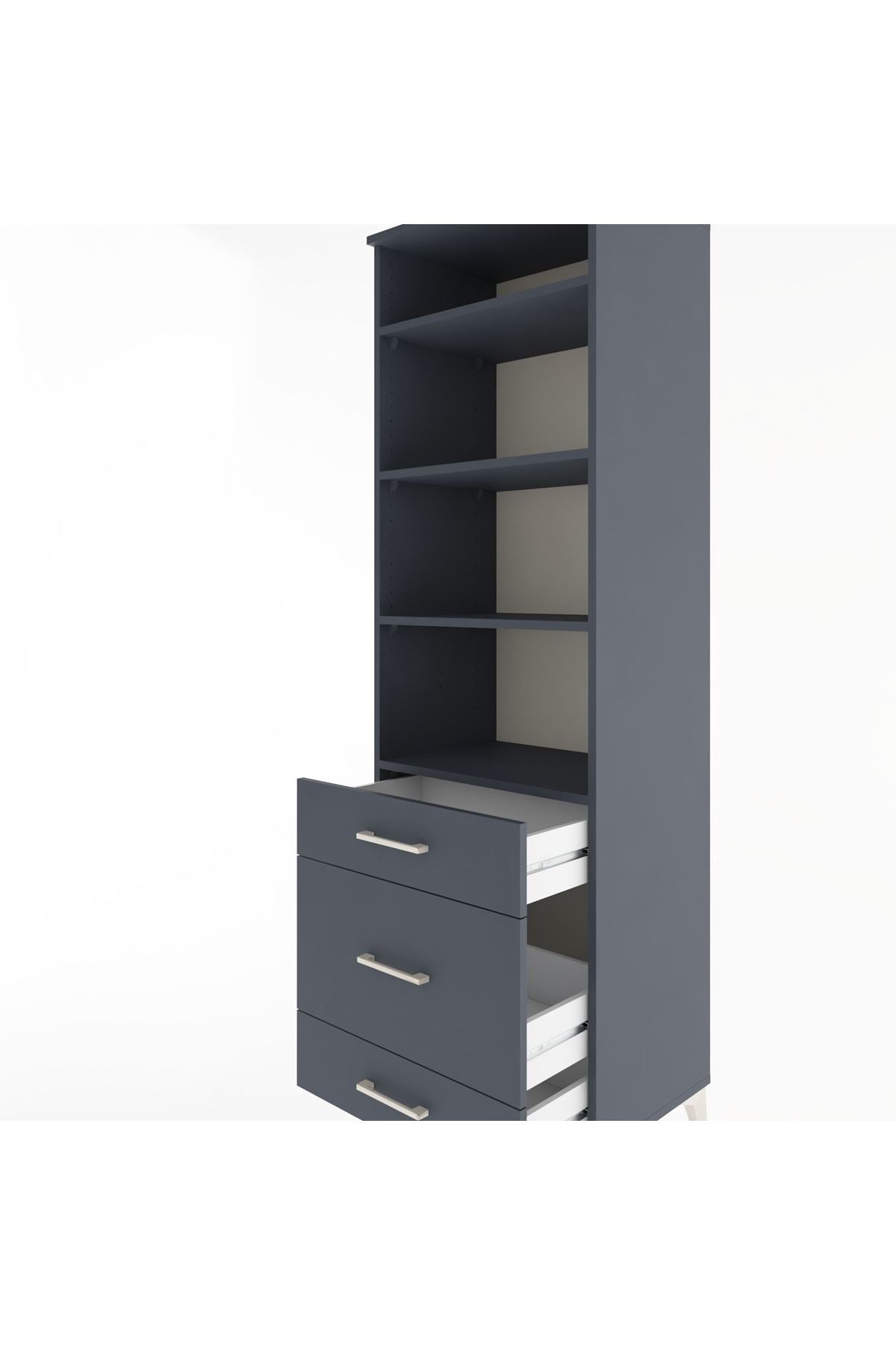 Hyperion Dolap 4 Raflı 3 Çekmeceli 60x44x195 Antrasit-Antrasit