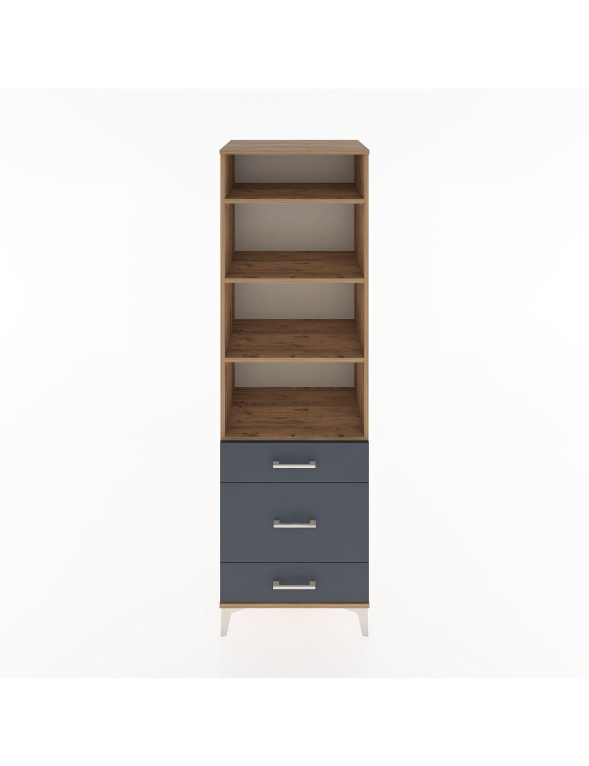 Hyperion Dolap 4 Raflı 3 Çekmeceli 60x44x195 Çam-Antrasit