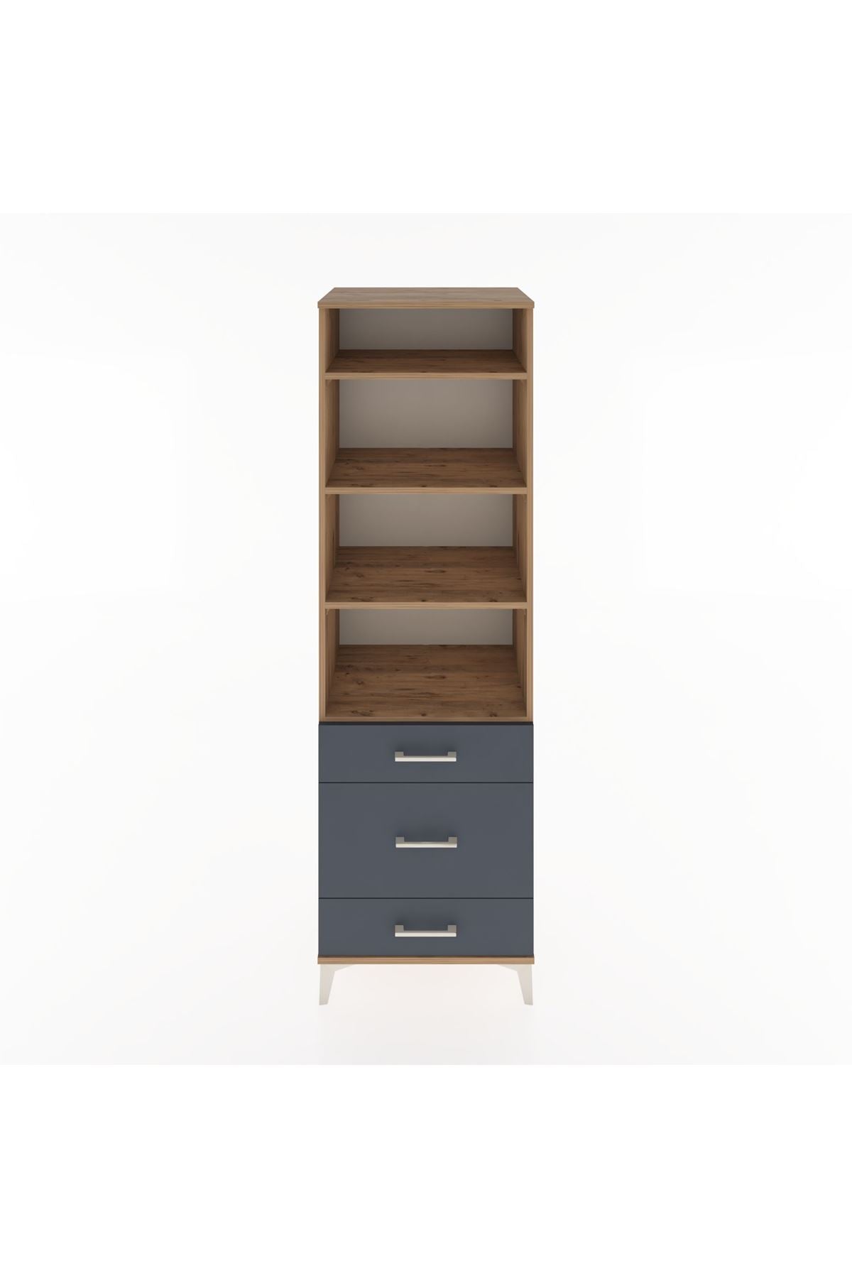 Hyperion Dolap 4 Raflı 3 Çekmeceli 60x44x195 Çam-Antrasit