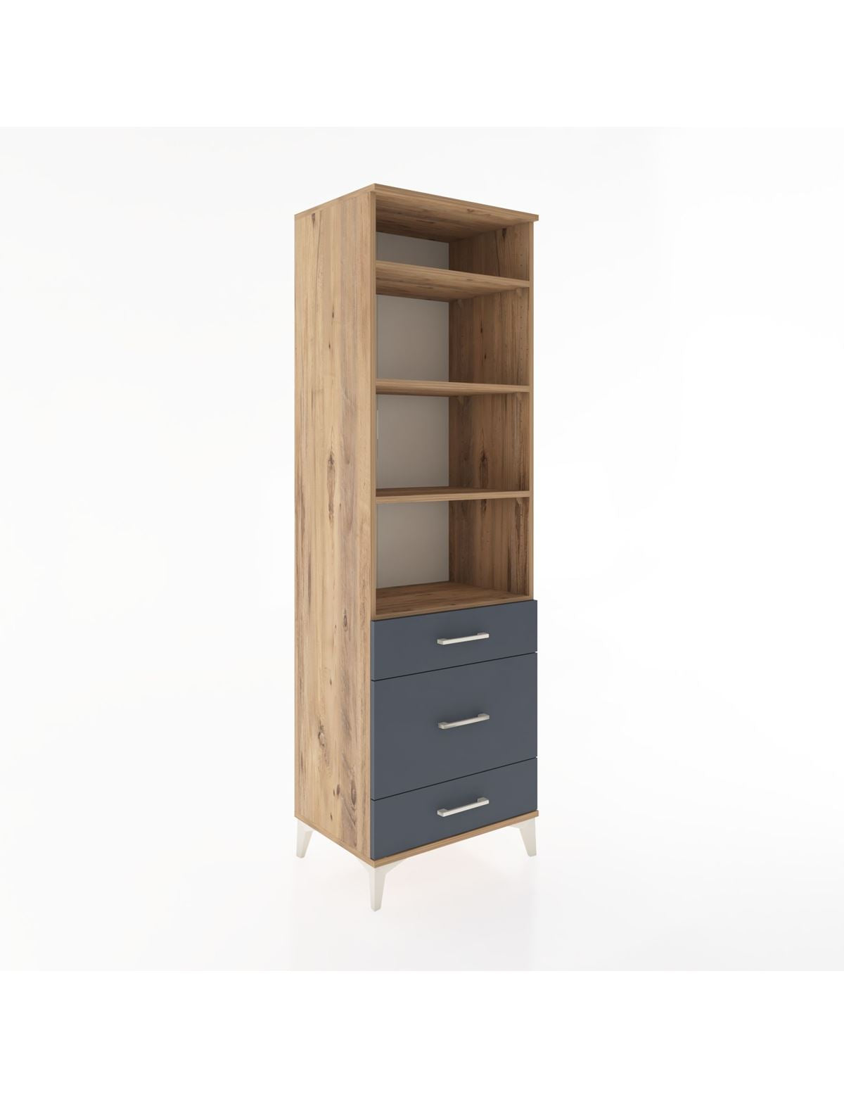 Hyperion Dolap 4 Raflı 3 Çekmeceli 60x44x195 Çam-Antrasit