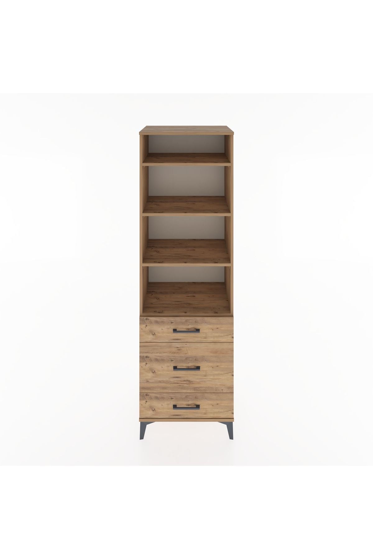 Hyperion Dolap 4 Raflı 3 Çekmeceli 60x44x195 Çam-Çam