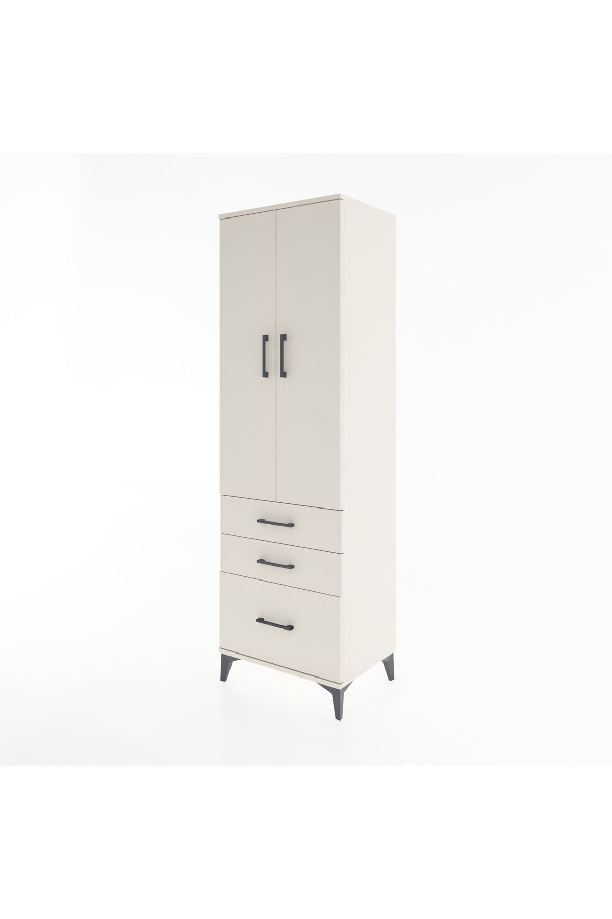 Hyperion Dolap 4 Raflı 3 Çekmeceli 2 Kapaklı 60x44x195 Aytaşı-Aytaşı