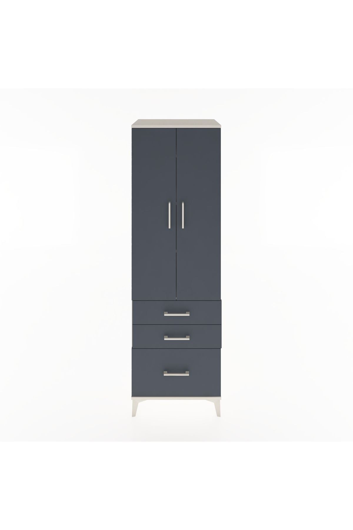 Hyperion Dolap 4 Raflı 3 Çekmeceli 2 Kapaklı 60x44x195 Aytaşı-Antrasit