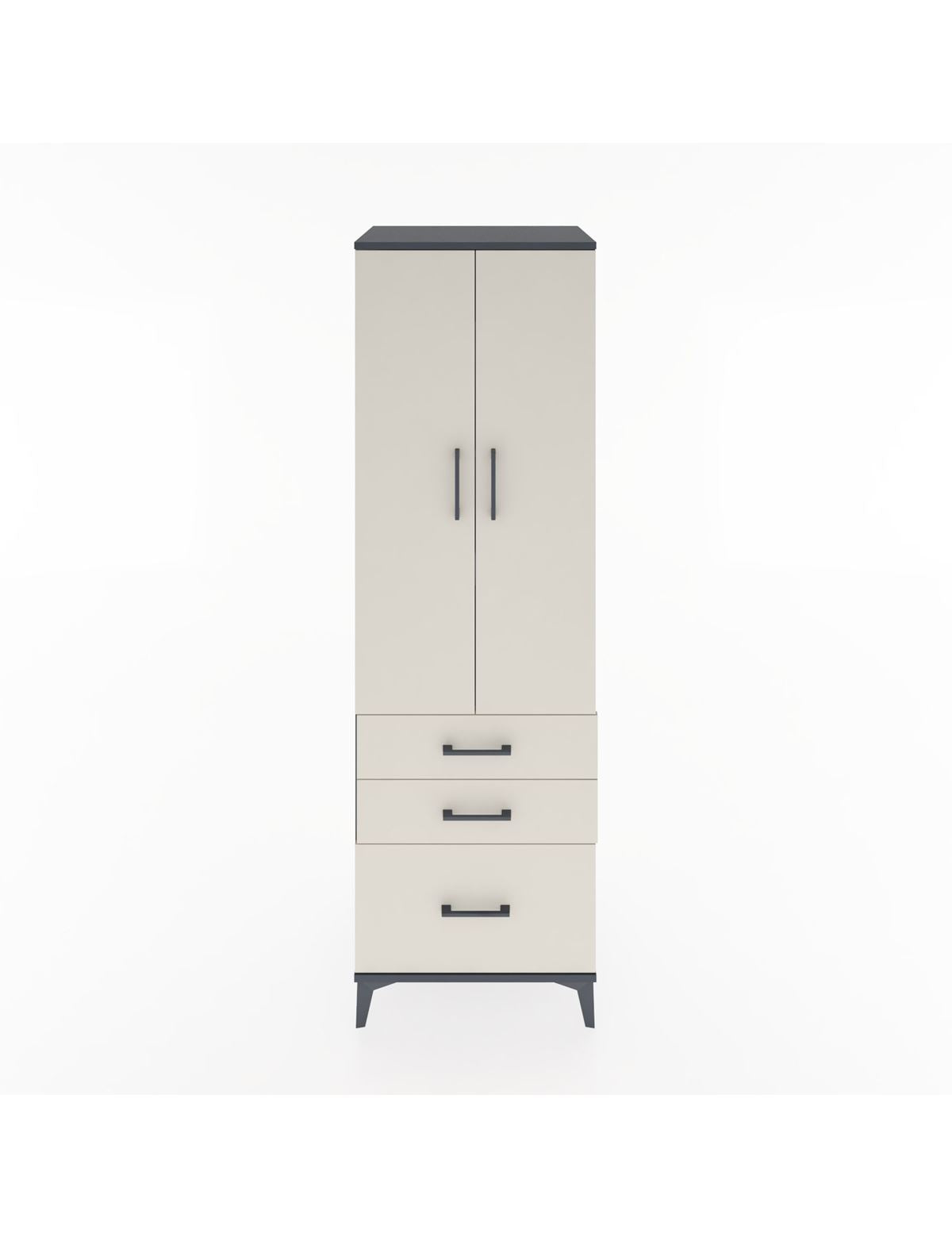 Hyperion Dolap 4 Raflı 3 Çekmeceli 2 Kapaklı 60x44x195 Antrasit-Aytaşı