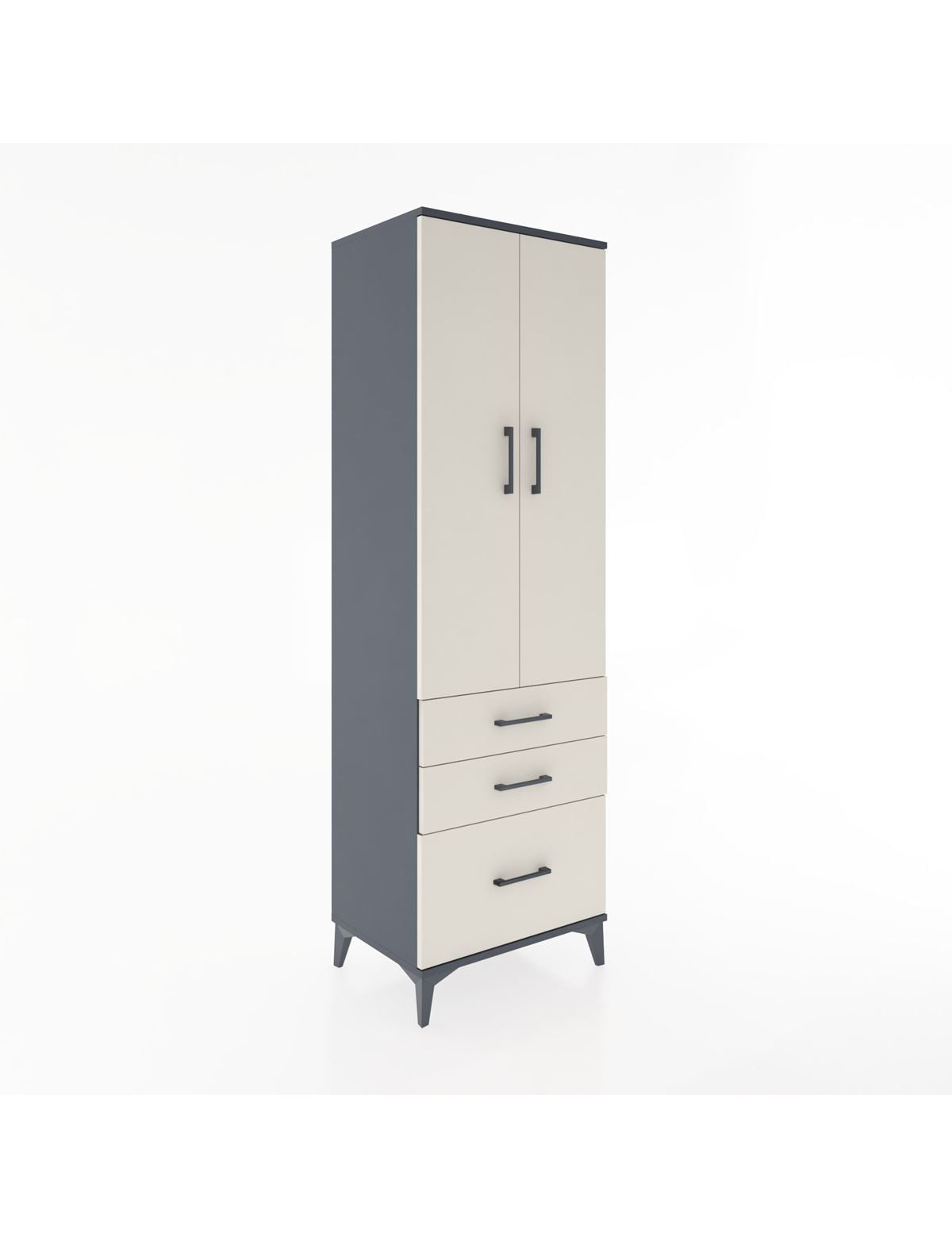 Hyperion Dolap 4 Raflı 3 Çekmeceli 2 Kapaklı 60x44x195 Antrasit-Aytaşı