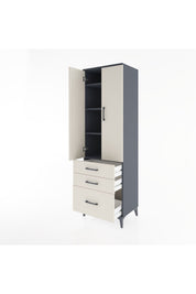 Hyperion Dolap 4 Raflı 3 Çekmeceli 2 Kapaklı 60x44x195 Antrasit-Aytaşı