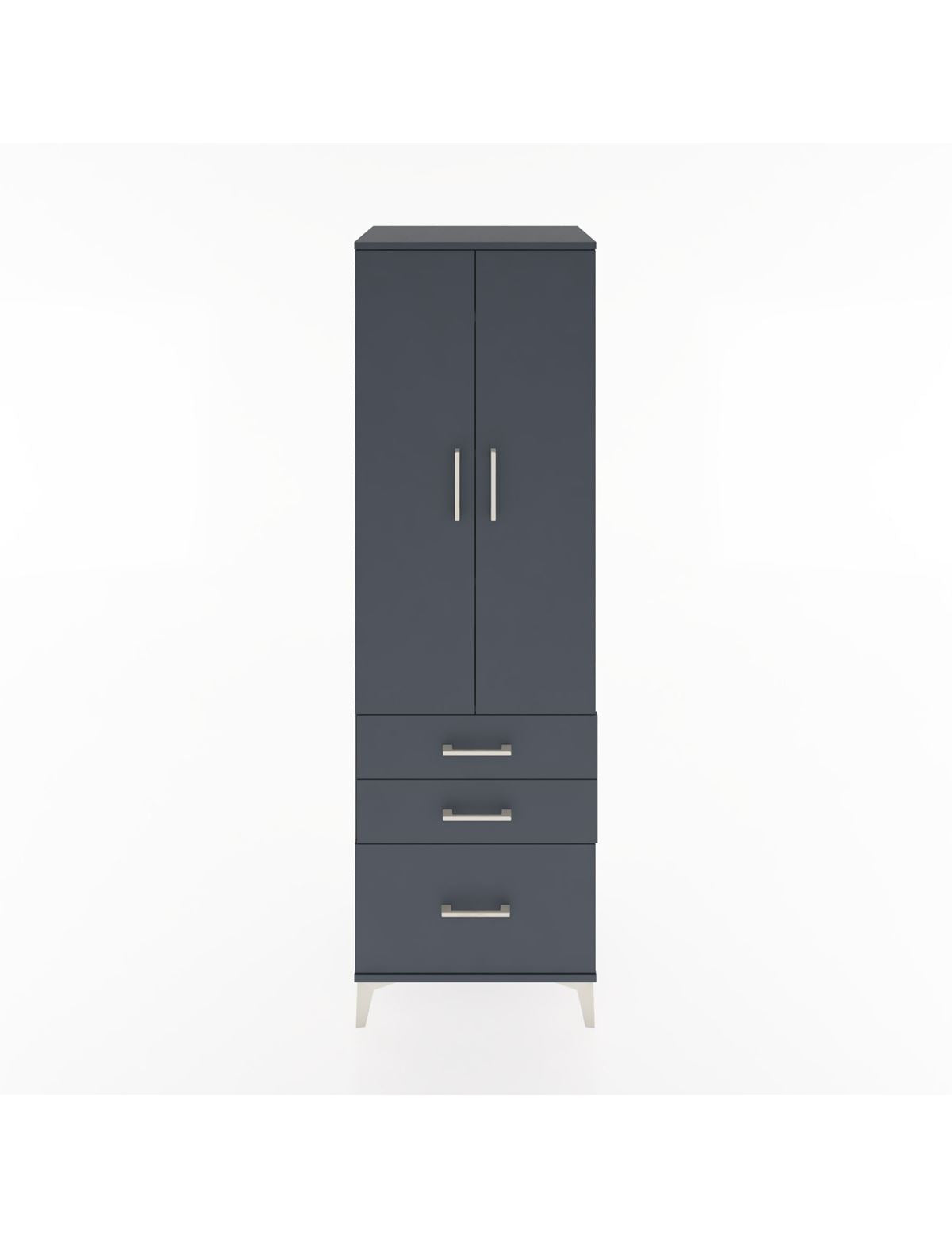 Hyperion Dolap 4 Raflı 3 Çekmeceli 2 Kapaklı 60x44x195 Antrasit-Antrasit