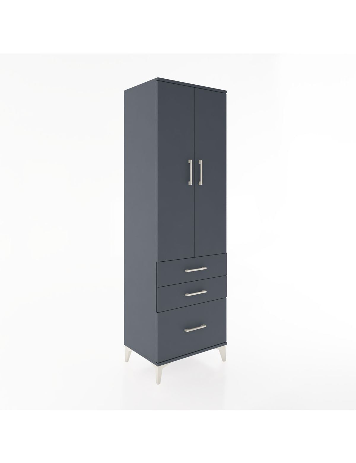 Hyperion Dolap 4 Raflı 3 Çekmeceli 2 Kapaklı 60x44x195 Antrasit-Antrasit