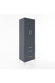 Hyperion Dolap 4 Raflı 3 Çekmeceli 2 Kapaklı 60x44x195 Antrasit-Antrasit