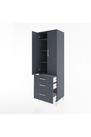 Hyperion Dolap 4 Raflı 3 Çekmeceli 2 Kapaklı 60x44x195 Antrasit-Antrasit