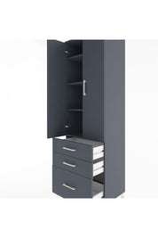 Hyperion Dolap 4 Raflı 3 Çekmeceli 2 Kapaklı 60x44x195 Antrasit-Antrasit