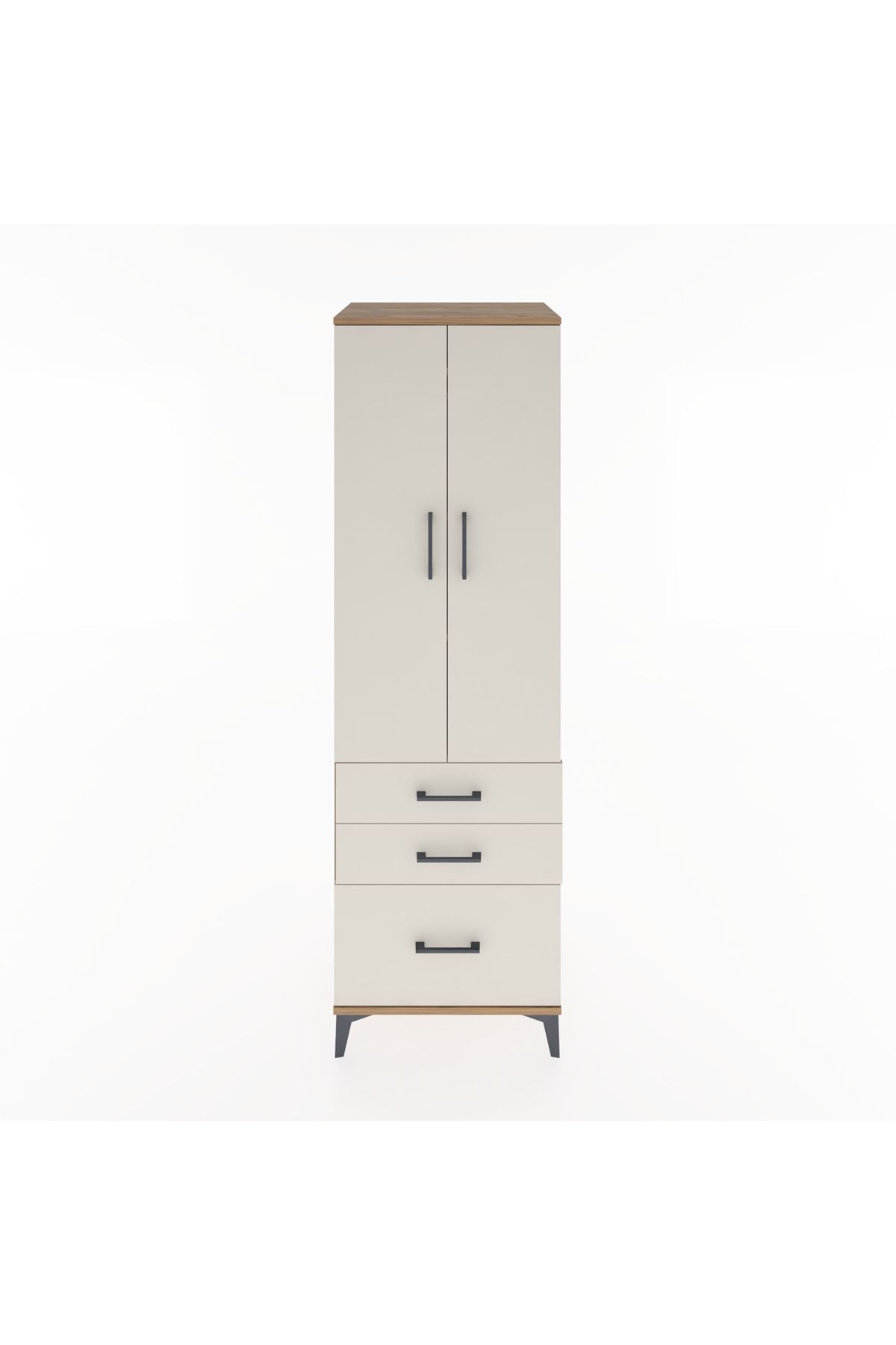 Hyperion Dolap 4 Raflı 3 Çekmeceli 2 Kapaklı 60x44x195 Çam-Aytaşı