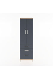 Hyperion Dolap 4 Raflı 3 Çekmeceli 2 Kapaklı 60x44x195 Çam-Antrasit