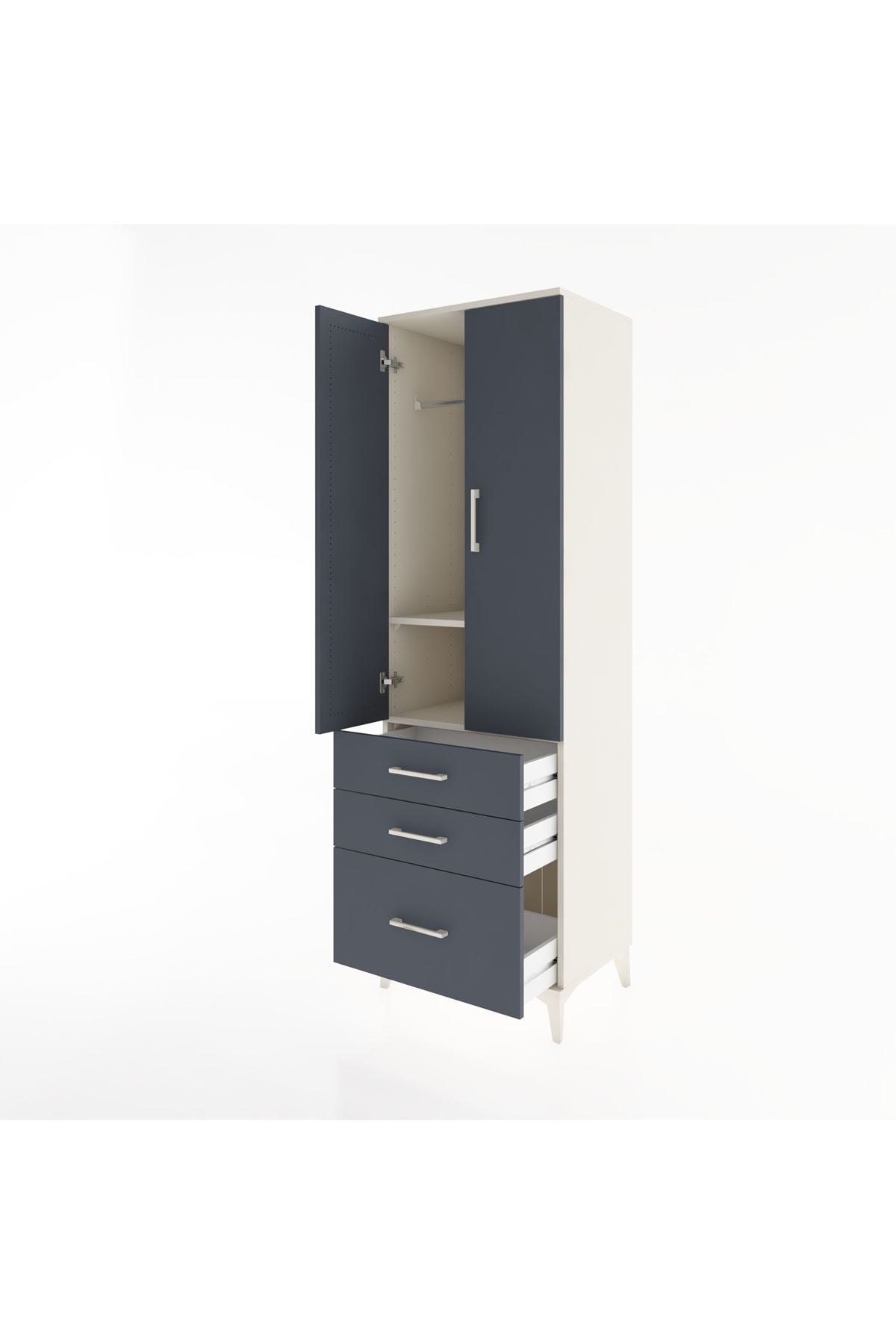 Hyperion Dolap 2 Raflı 3 Çekmeceli Tek Askılı 60x44x195 Aytaşı-Antrasit