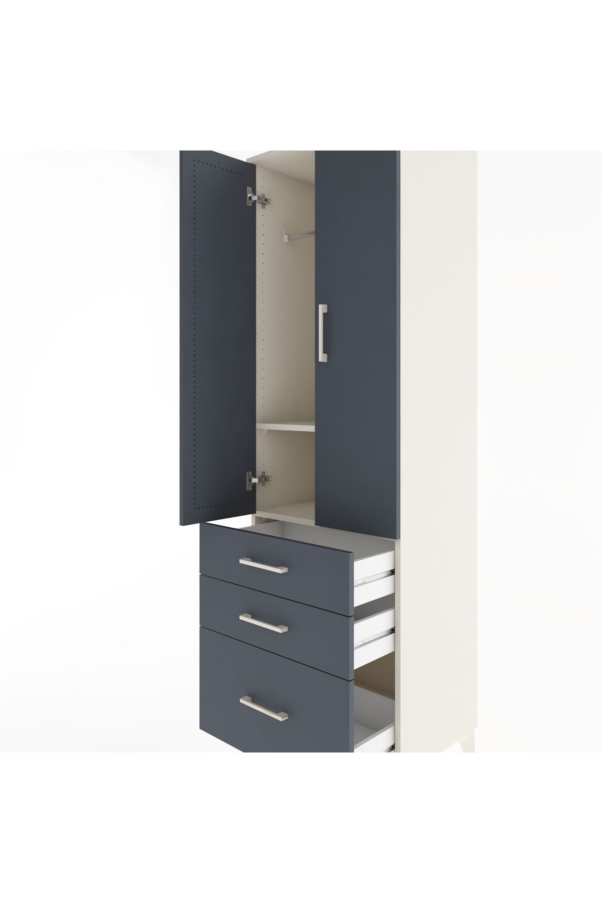 Hyperion Dolap 2 Raflı 3 Çekmeceli Tek Askılı 60x44x195 Aytaşı-Antrasit