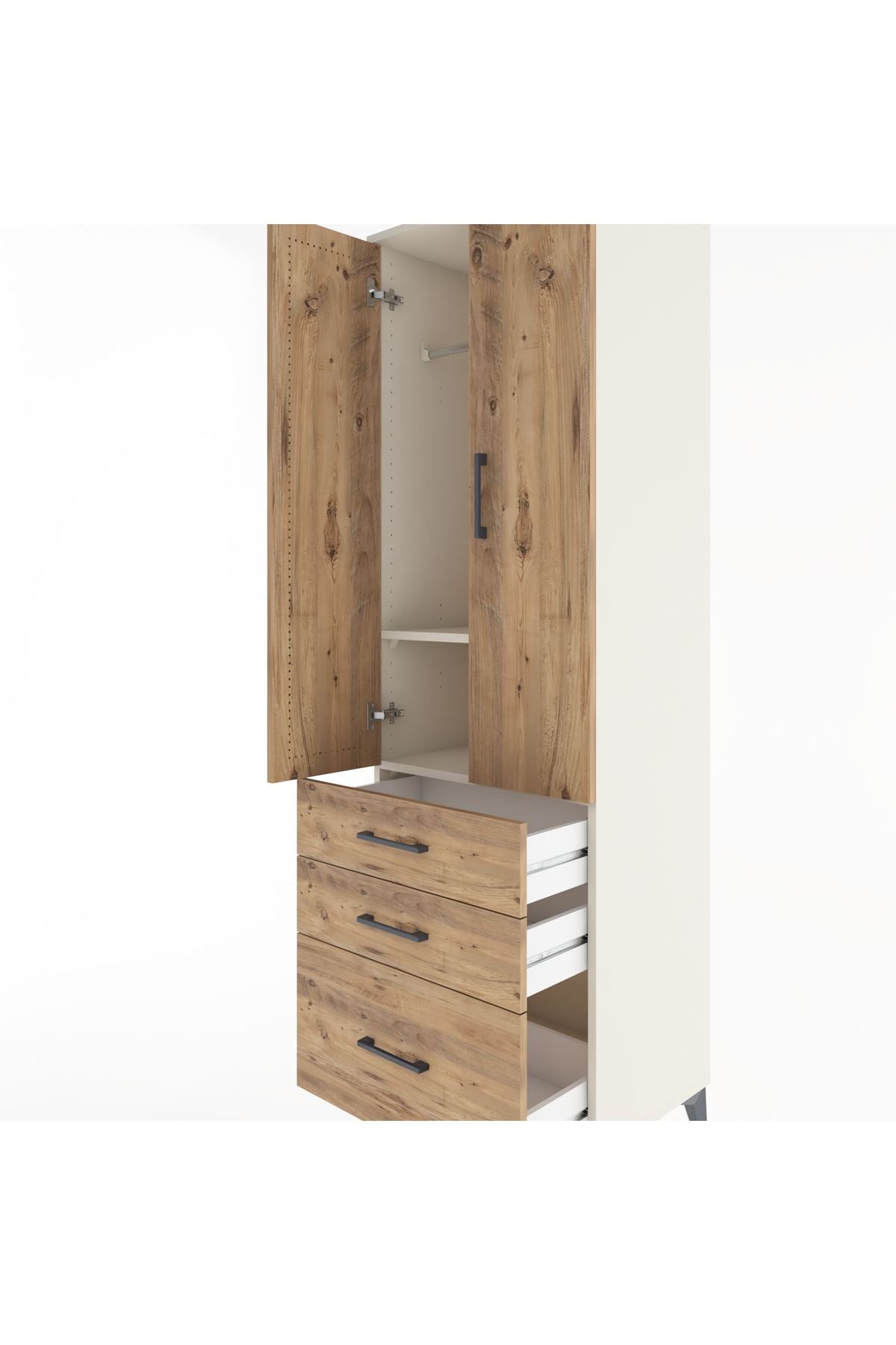 Hyperion Dolap 2 Raflı 3 Çekmeceli Tek Askılı 60x44x195 Aytaşı-Çam