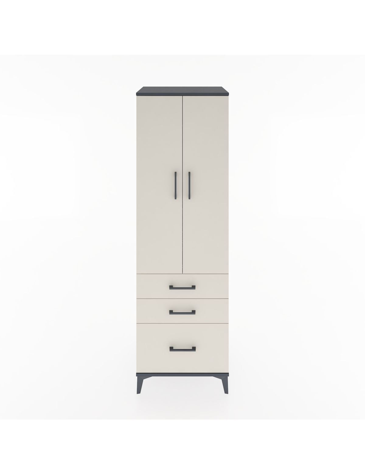 Hyperion Dolap 2 Raflı 3 Çekmeceli Tek Askılı 60x44x195 Antrasit-Aytaşı