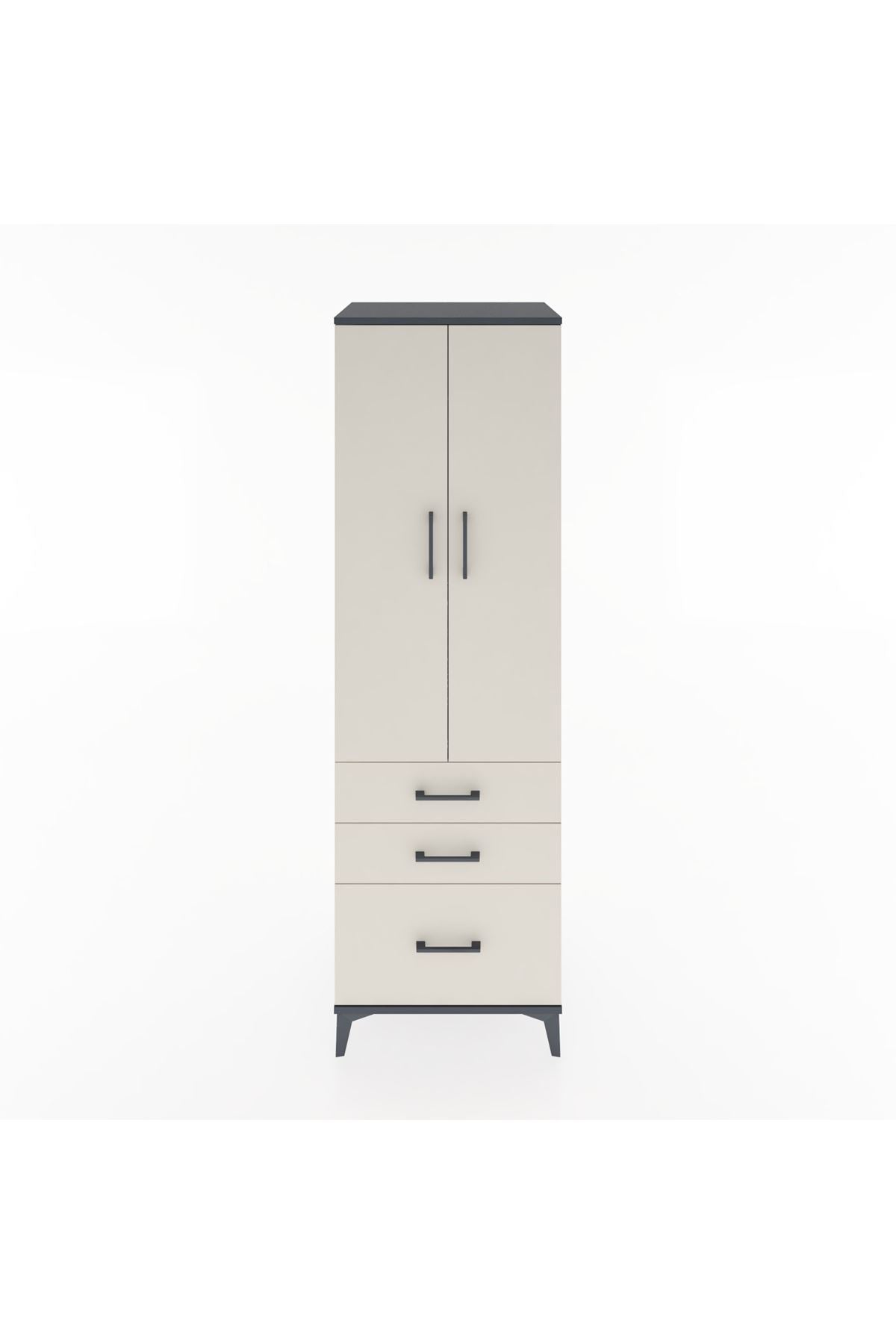 Hyperion Dolap 2 Raflı 3 Çekmeceli Tek Askılı 60x44x195 Antrasit-Aytaşı