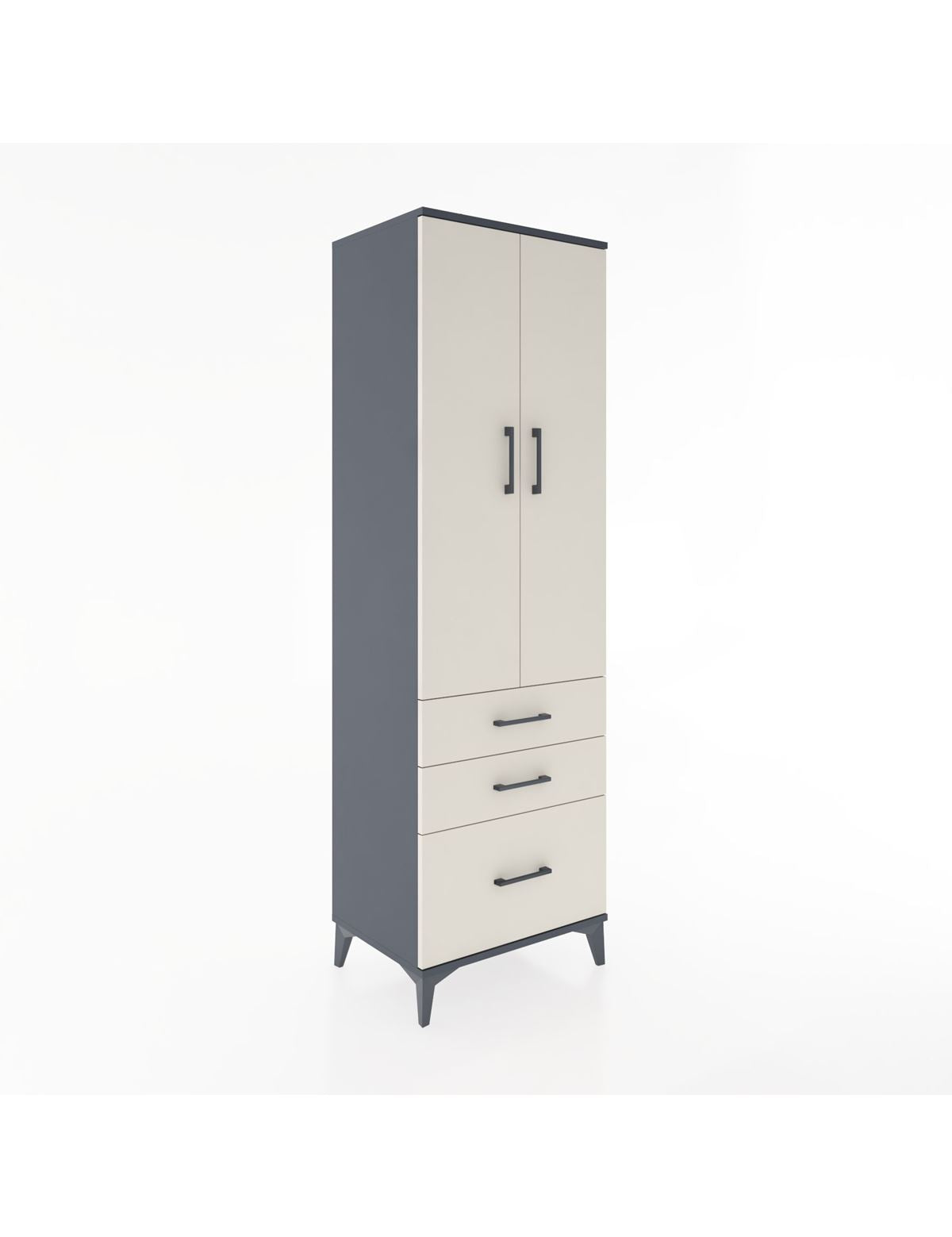 Hyperion Dolap 2 Raflı 3 Çekmeceli Tek Askılı 60x44x195 Antrasit-Aytaşı