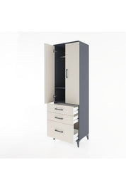 Hyperion Dolap 2 Raflı 3 Çekmeceli Tek Askılı 60x44x195 Antrasit-Aytaşı