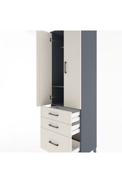 Hyperion Dolap 2 Raflı 3 Çekmeceli Tek Askılı 60x44x195 Antrasit-Aytaşı