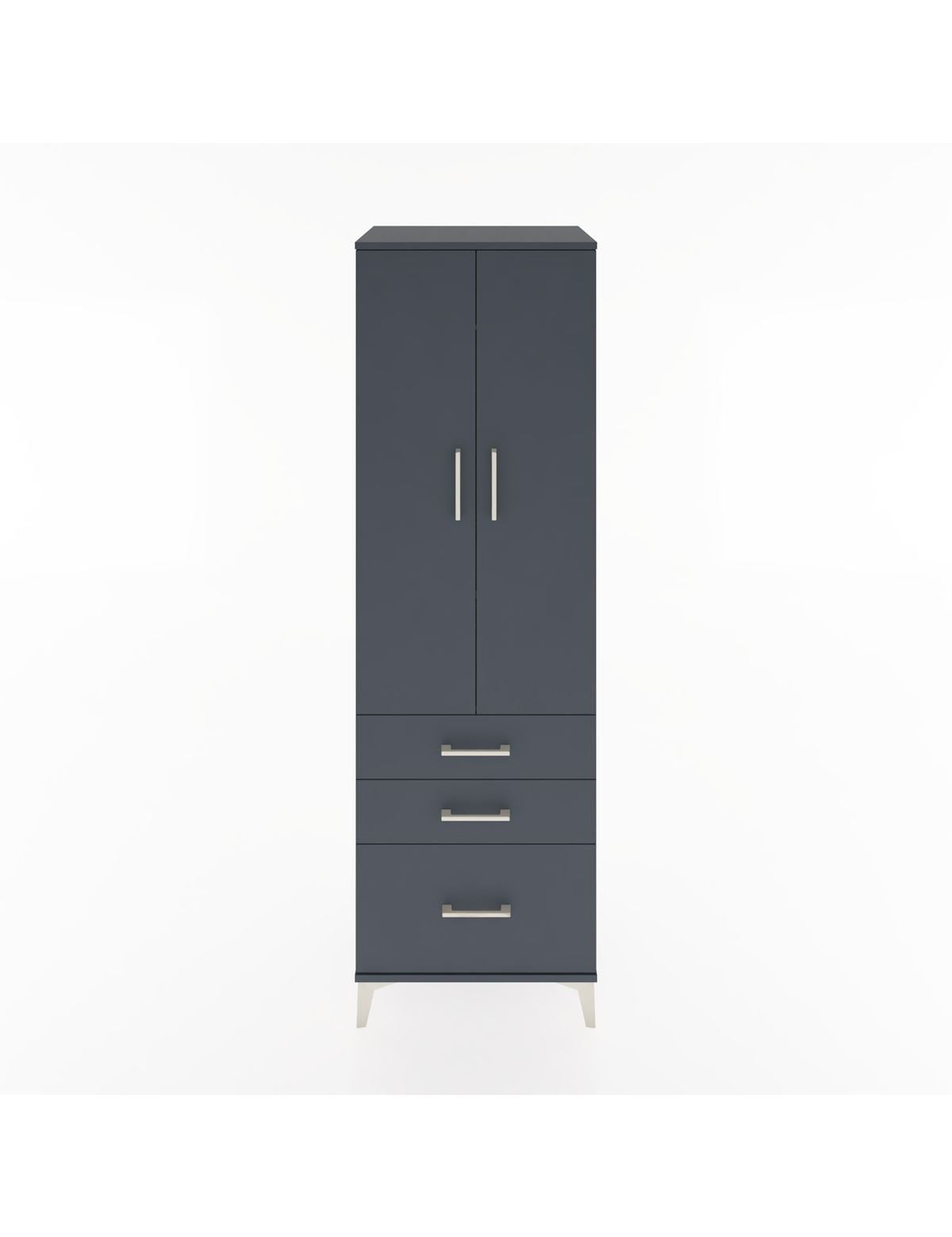 Hyperion Dolap 2 Raflı 3 Çekmeceli Tek Askılı 60x44x195 Antrasit-Antrasit