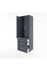 Hyperion Dolap 2 Raflı 3 Çekmeceli Tek Askılı 60x44x195 Antrasit-Antrasit