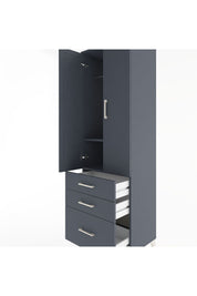 Hyperion Dolap 2 Raflı 3 Çekmeceli Tek Askılı 60x44x195 Antrasit-Antrasit