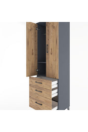 Hyperion Dolap 2 Raflı 3 Çekmeceli Tek Askılı 60x44x195 Antrasit-Çam