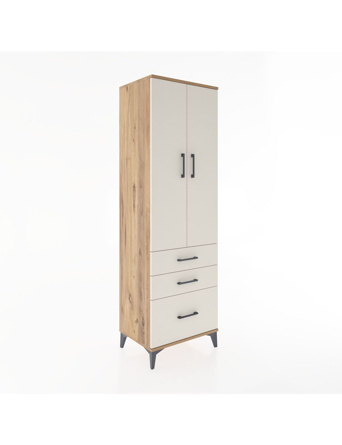 Hyperion Dolap 2 Raflı 3 Çekmeceli Tek Askılı 60x44x195 Çam-Aytaşı