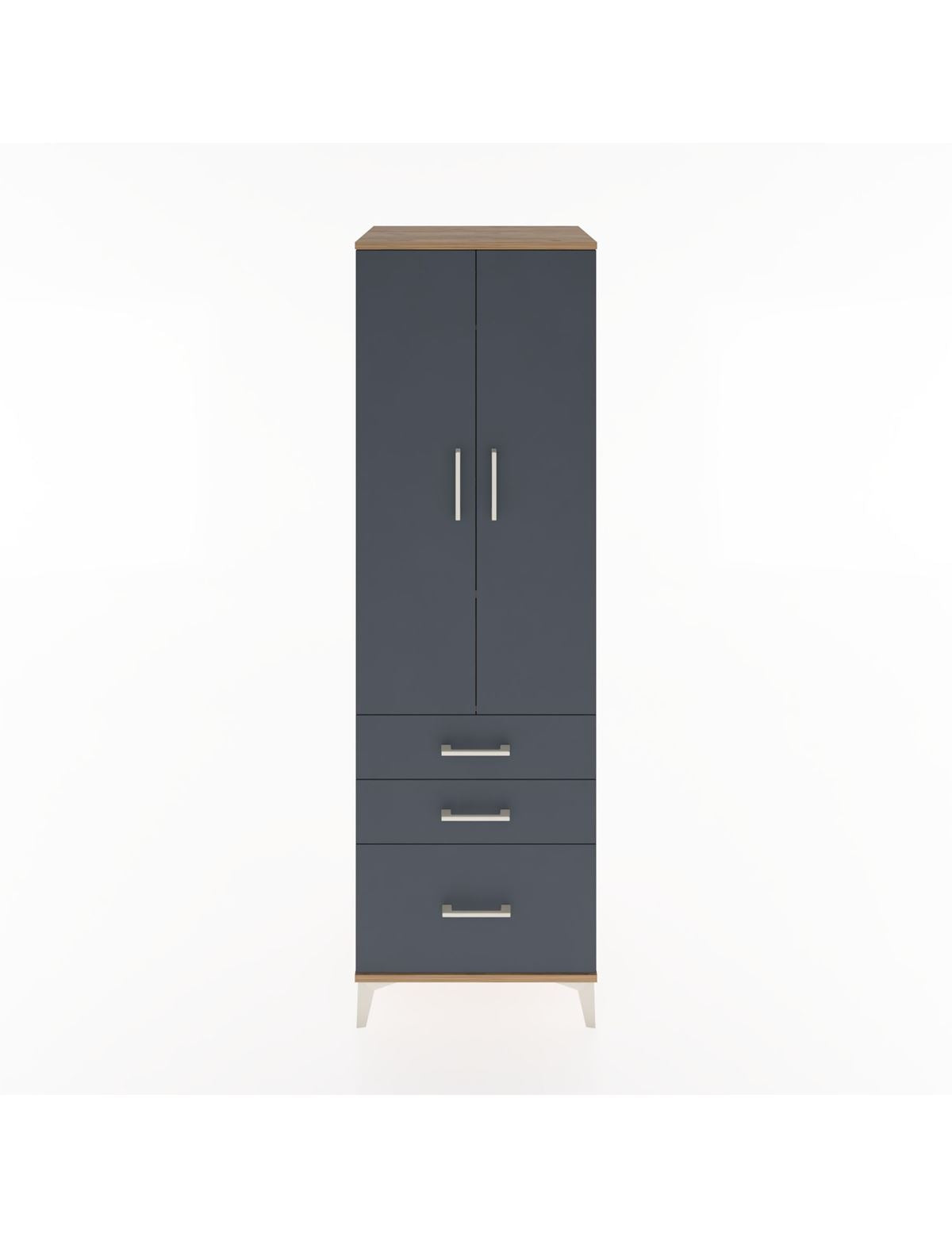 Hyperion Dolap 2 Raflı 3 Çekmeceli Tek Askılı 60x44x195 Çam-Antrasit