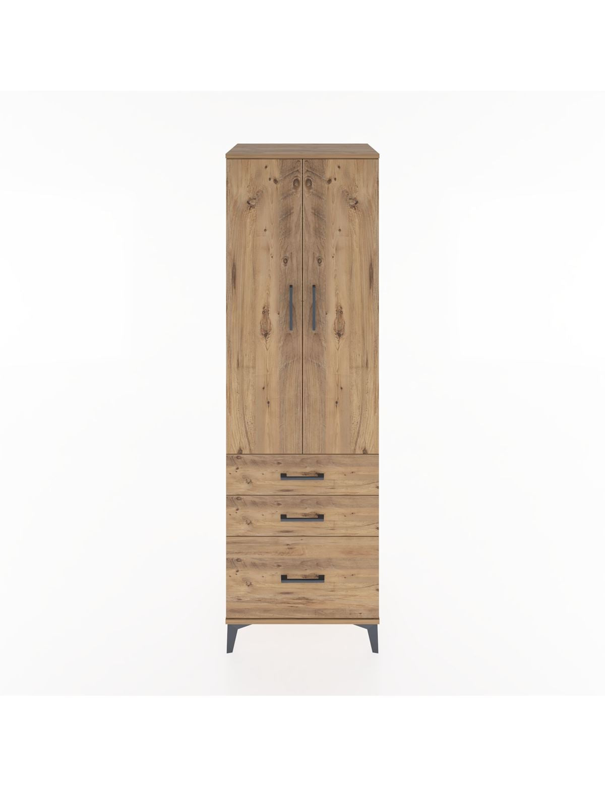 Hyperion Dolap 2 Raflı 3 Çekmeceli Tek Askılı 60x44x195 Çam-Çam