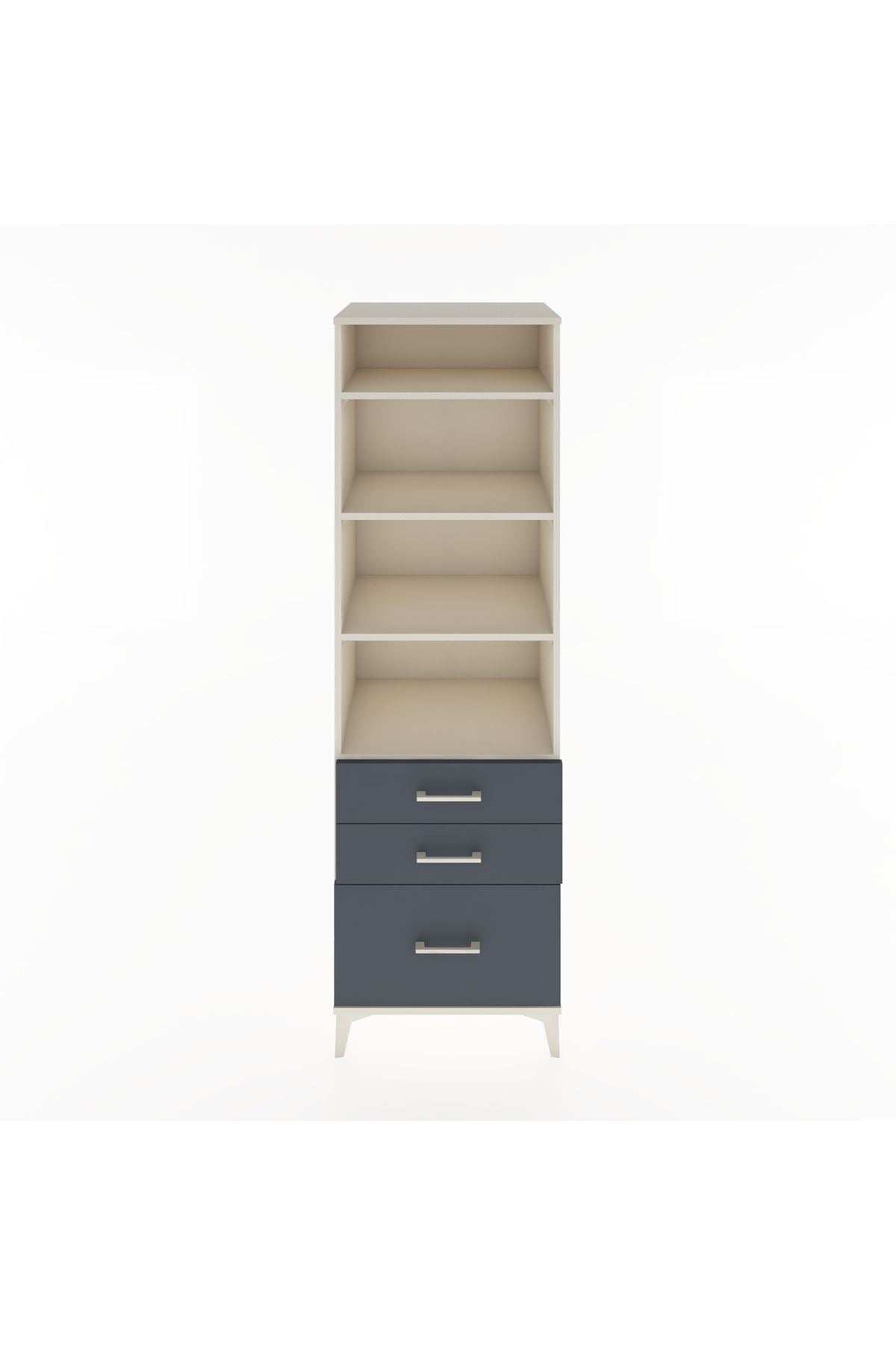 Hyperion Dolap 4 Raflı 3 Çekmeceli 60x44x195 Aytaşı-Antrasit