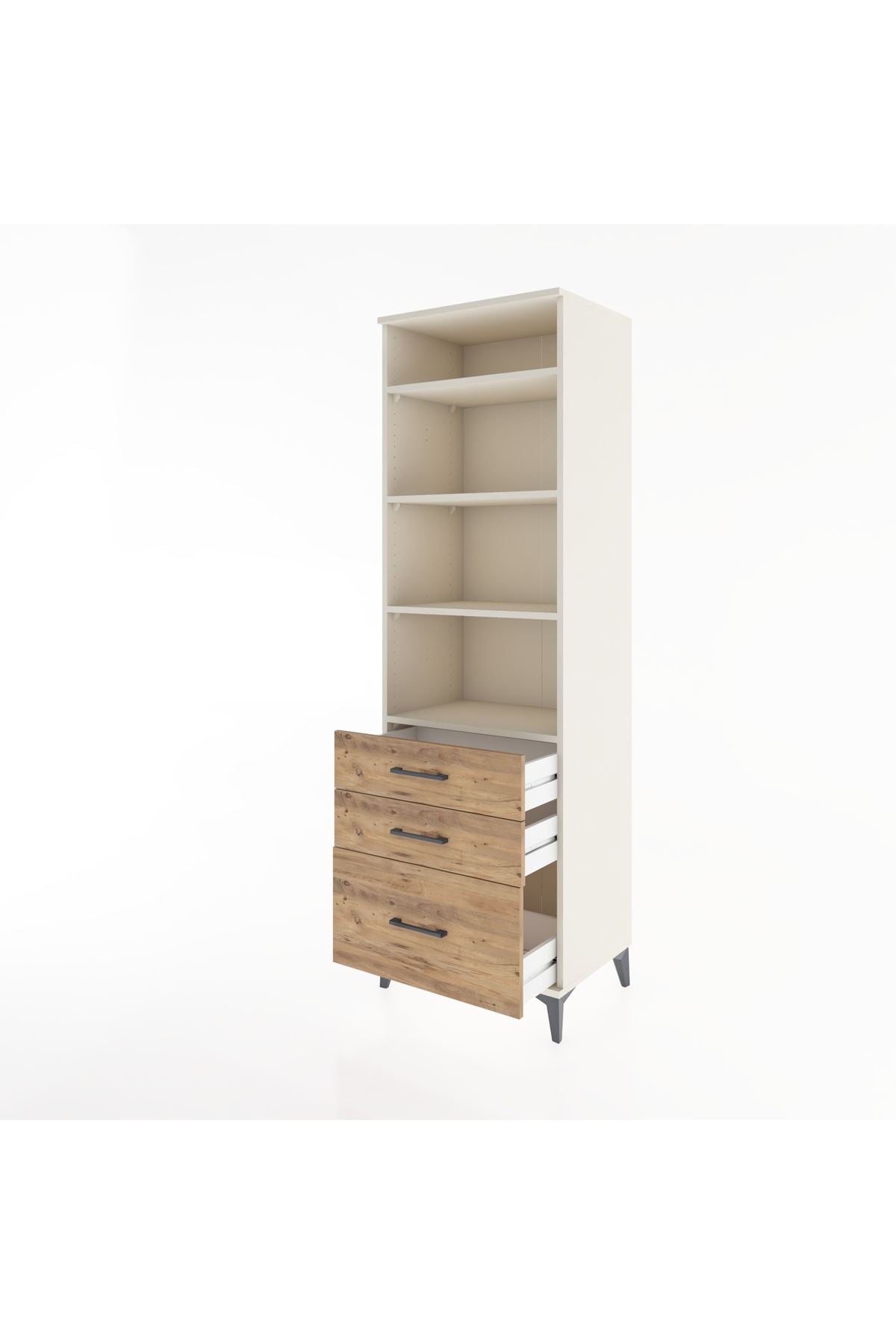 Hyperion Dolap 4 Raflı 3 Çekmeceli 60x44x195 Aytaşı-Çam